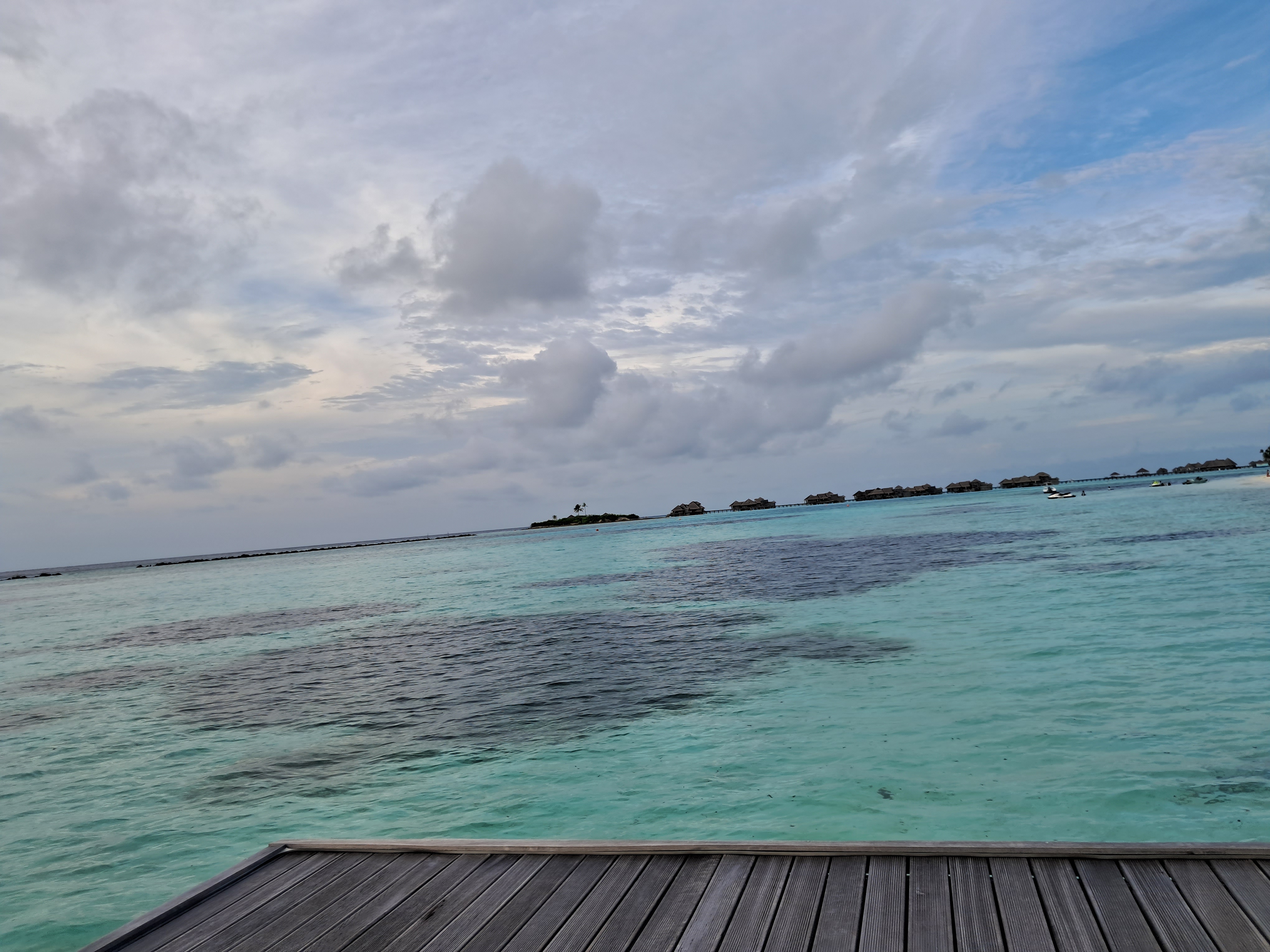 Spa cabana facing a calm lagoon